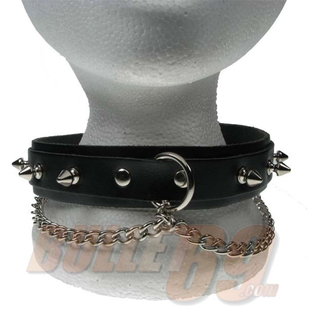 Bullet 69 Funky Punk - 1 row spike with chain Choker - Zwart